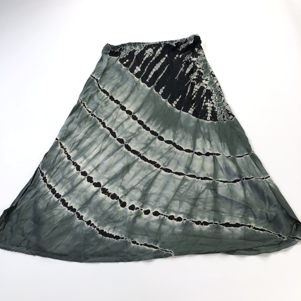 Young Fabulous & Broke Small (28In) Viscose Pull On Midi Skirt Tie Dye Green